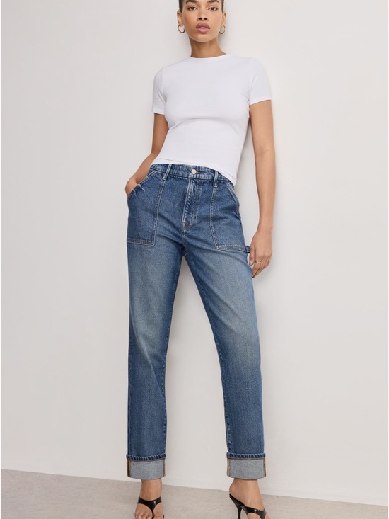 Good American Denim - Good American High Waist Straight Leg Boyfriend Jeans